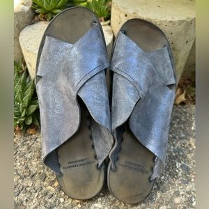 Officine Official Italian Leather Criss Cross Slide Sandals 37